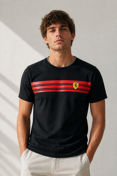 Ferrari Other - Ferrari Black Red Stripe Logo T-Shirt Small